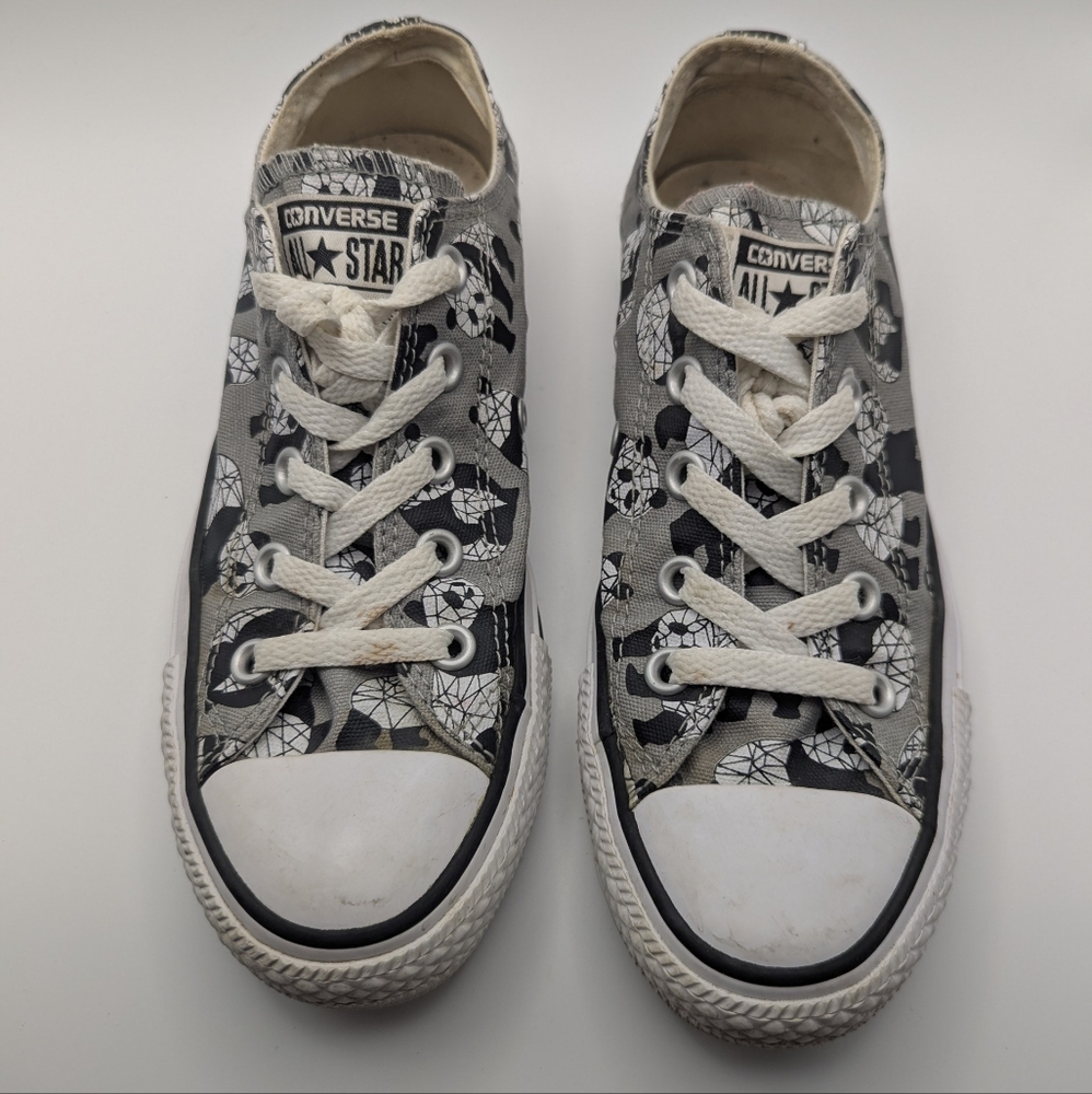 Panda Geometric Black Gray‎ White Converse Chuck Taylor Low top Shoes, M4 W6